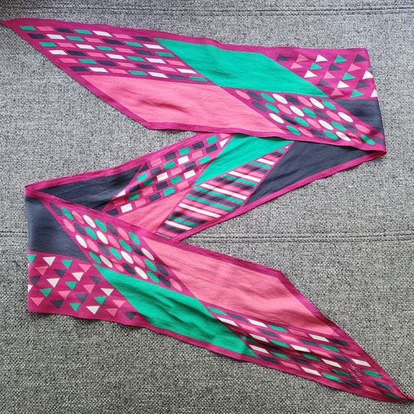Monique Martin bold pink green silk scarf - Picture 5 of 5
